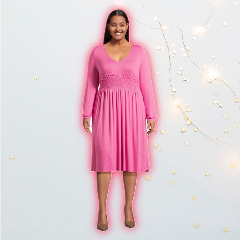 Terra and Sky Women's Long Sleeve Smock Dress